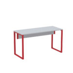 Mesa Diretora Tubular P25 Pandin 1,5×0,7 M Cinza e Vermelho