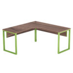 Estação de Trabalho Tubular P25 Pandin 1,45×1,45 M Walnut e Verde