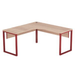 Estação de Trabalho Tubular P25 Pandin 1,45×1,45 M Noce Naturale e Vermelho