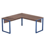 Estação de Trabalho Tubular P25 Pandin 1,35×1,35 M Walnut e Azul Del Rey