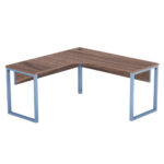 Estação de Trabalho Tubular P25 Pandin 1,35×1,35 M Walnut e Azul Dali