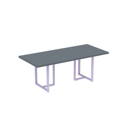Mesa De Reunião Retangular Tubular PE 40 Pandin 2,00 M Grafito e Lilas
