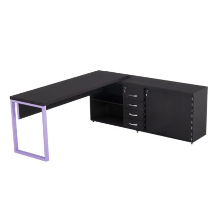 Mesa Diretora Pé Balcão Com 04 Gavetas Tubolar PE 40 Pandin 1,89 M Preto e Lilas