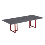 Mesa de Reunião Retangular com Power Box Tubular P25 Pandin 2,0 M Grafito e Vermelho