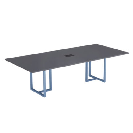 Mesa de Reunião Retangular com Power Box Tubular P25 Pandin 2,6 M Grafito e Azul Dali