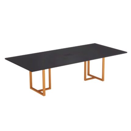 Mesa de Reunião Retangular com Power Box Tubular P25 Pandin 2,6 M Preto e Laranja