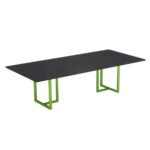 Mesa de Reunião Retangular com Power Box Tubular P25 Pandin 2,0 M Preto e Verde