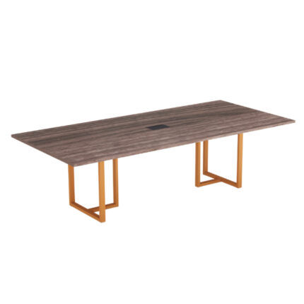 Mesa de Reunião Retangular com Power Box Tubular P25 Pandin 2,0 M Walnut e Laranja