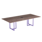 Mesa de Reunião Retangular com Power Box Tubular P25 Pandin 2,0 M Walnut e Lilas