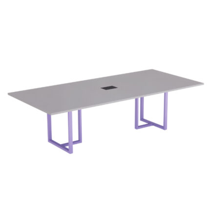 Mesa de Reunião Retangular com Power Box Tubular P25 Pandin 2,6 M Cinza e Lilas