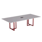 Mesa de Reunião Retangular com Power Box Tubular P25 Pandin 2,0 M Cinza e Vermelho
