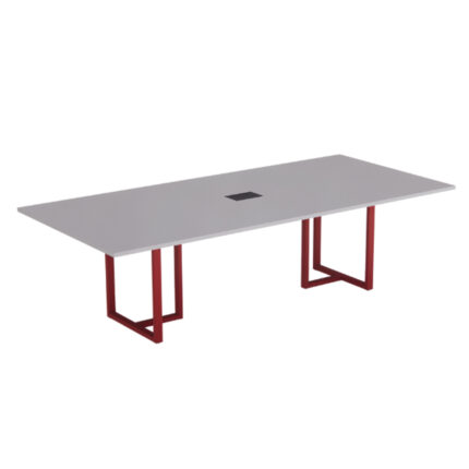 Mesa de Reunião Retangular com Power Box Tubular P25 Pandin 2,6 M Cinza e Vermelho