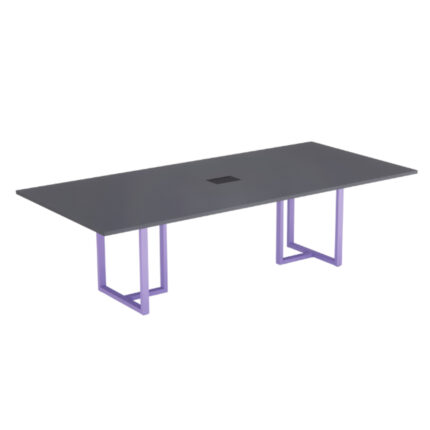 Mesa de Reunião Retangular com Power Box Tubular P25 Pandin 2,6 M Grafito e Lilas