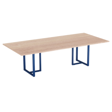 Mesa de Reunião Retangular Tubular P25 Pandin 2,6 M Noce Naturale e Azul Del Rey
