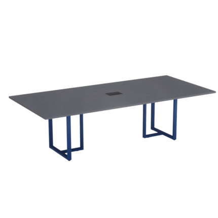 Mesa de Reunião Retangular com Power Box Tubular P25 Pandin 2,0 M Grafito e Azul Del Rey