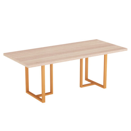 Mesa De Reunião Retangular Tubular PE 40 Pandin 2,00 M Noce Naturale e Laranja