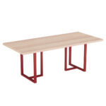 Mesa De Reunião Retangular Tubular PE 40 Pandin 2,00 M Noce Naturale e Vermelho