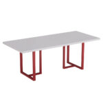 Mesa De Reunião Retangular Tubular PE 40 Pandin 2,00 M Cinza e Vermelho