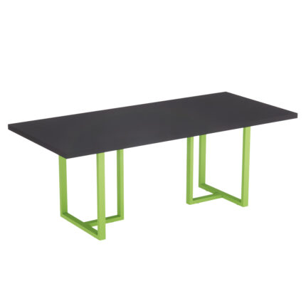 Mesa De Reunião Retangular Tubular PE 40 Pandin 2,00 M Preto e Verde