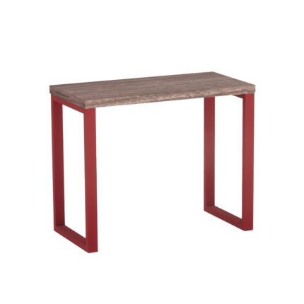 Mesa Auxiliar Tubolar PE 40 Pandin 90 x 45 Cm Walnut e Vermelho