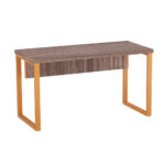 Mesa Secretária Tubolar PE 40 Pandin 1,34 M Walnut e Laranja
