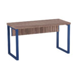 Mesa Secretária Tubolar PE 40 Pandin 1,20 M Walnut e Azul Del Rey