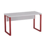 Mesa Auxiliar Tubolar PE 40 Pandin 90 Cm Cinza e Vermelho