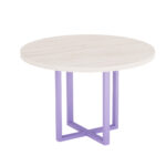 Mesa De Reunião Redonda Tubolar PE 40 Pandin 1,10 M Casablanca e Lilas