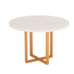 Mesa De Reunião Redonda Tubolar PE 40 Pandin 1,10 M Casablanca e Laranja