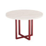 Mesa De Reunião Redonda Tubolar PE 40 Pandin 1,10 M Casablanca e Vermelho