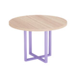 Mesa De Reunião Redonda Tubolar PE 40 Pandin 1,10 M Noce Naturale e Lilas