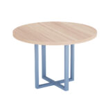 Mesa De Reunião Redonda Tubolar PE 40 Pandin 1,10 M Noce Naturale e Azul Dali