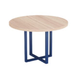 Mesa De Reunião Redonda Tubolar PE 40 Pandin 1,10 M Noce Naturale e Azul Del Rey