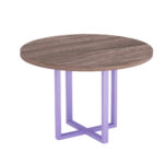 Mesa De Reunião Redonda Tubolar PE 40 Pandin 1,10 M Walnut e Lilas