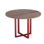 Mesa De Reunião Redonda Tubolar PE 40 Pandin 1,10 M Walnut e Vermelho