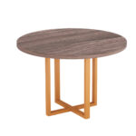 Mesa De Reunião Redonda Tubolar PE 40 Pandin 1,10 M Walnut e Laranja