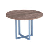 Mesa De Reunião Redonda Tubolar PE 40 Pandin 1,10 M Walnut e Azul Dali