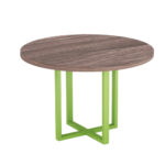 Mesa De Reunião Redonda Tubolar PE 40 Pandin 1,10 M Walnut e Verde