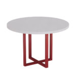 Mesa De Reunião Redonda Tubolar PE 40 Pandin 1,10 M Cinza e Vermelho