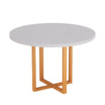 Mesa De Reunião Redonda Tubolar PE 40 Pandin 1,10 M Cinza e Laranja