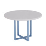 Mesa De Reunião Redonda Tubolar PE 40 Pandin 1,10 M Cinza e Azul Dali