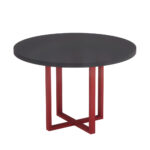 Mesa De Reunião Redonda Tubolar PE 40 Pandin 1,10 M Preto e Vermelho