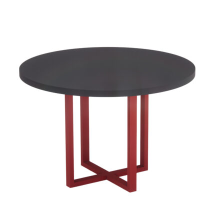 Mesa De Reunião Redonda Tubolar PE 40 Pandin 1,10 M Preto e Vermelho