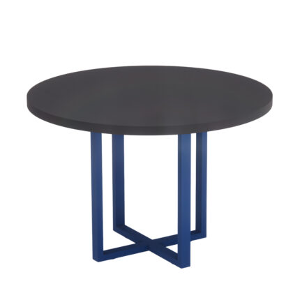 Mesa De Reunião Redonda Tubolar PE 40 Pandin 1,10 M Preto e Azul Del Rey