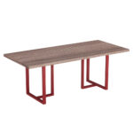 Mesa De Reunião Retangular Tubular PE 40 Pandin 2,00 M Walnut e Vermelho