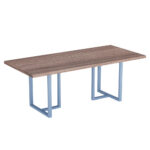 Mesa De Reunião Retangular Tubular PE 40 Pandin 2,00 M Walnut e Azul Dali