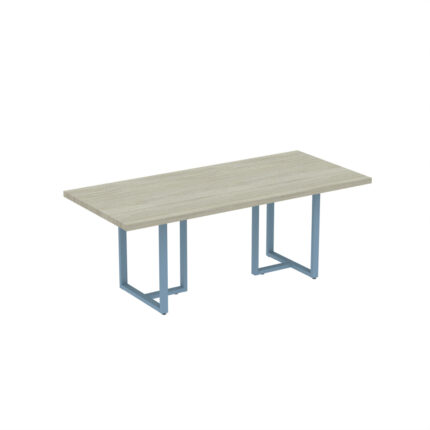 Mesa De Reunião Retangular Tubular PE 40 Pandin 2,00 M Casablanca e Azul Dali