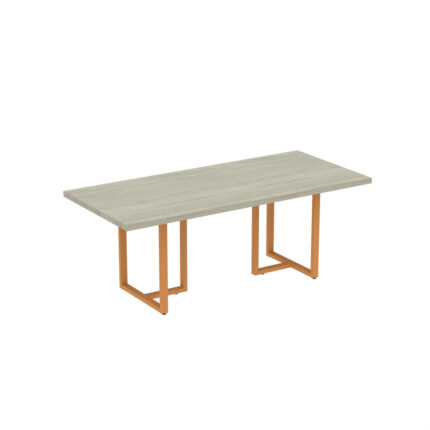 Mesa De Reunião Retangular Tubular PE 40 Pandin 2,00 M Casablanca e Laranja