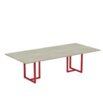 Mesa de Reunião Retangular Tubular P25 Pandin 2,0 M Casablanca e Vermelho