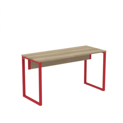 Mesa Auxiliar Tubular P25 Pandin 90 CM Noce Naturale e Vermelho